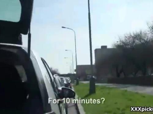 Public blowjob for cash in road that is open in european slut 18